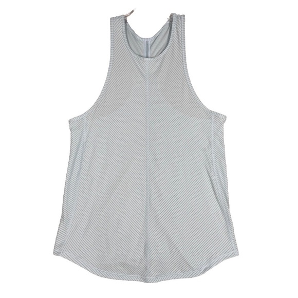 Lululemon Womens Racerback Tank Blue Grey Striped Lightweight Athletic Sz Small - Picture 1 of 8